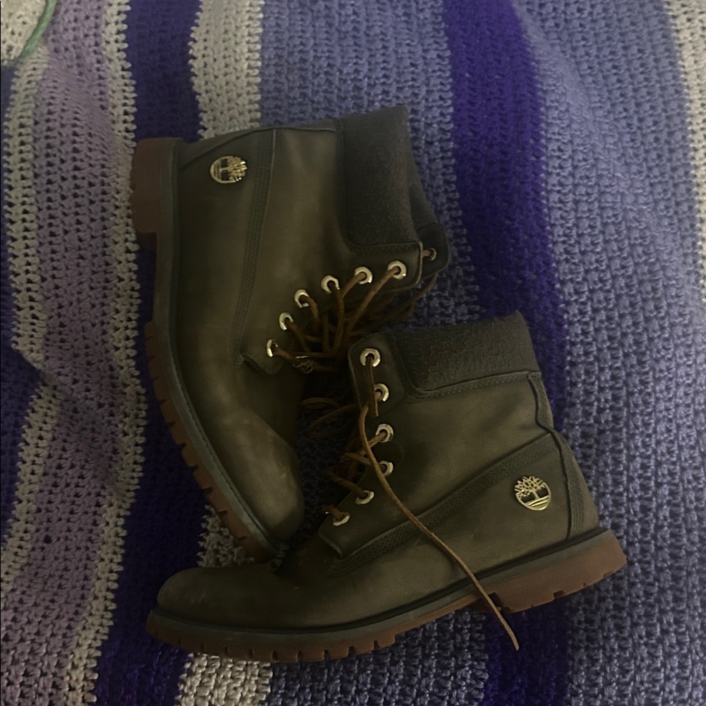 Timberland Dark Green Leather Boots